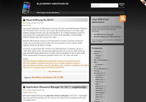 Screenshot Blackberry Abenteuer - Der BlackBerry Blog
