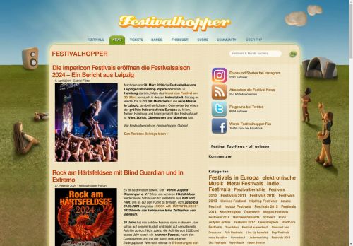Screenshot Festivalhopper News für Festivals