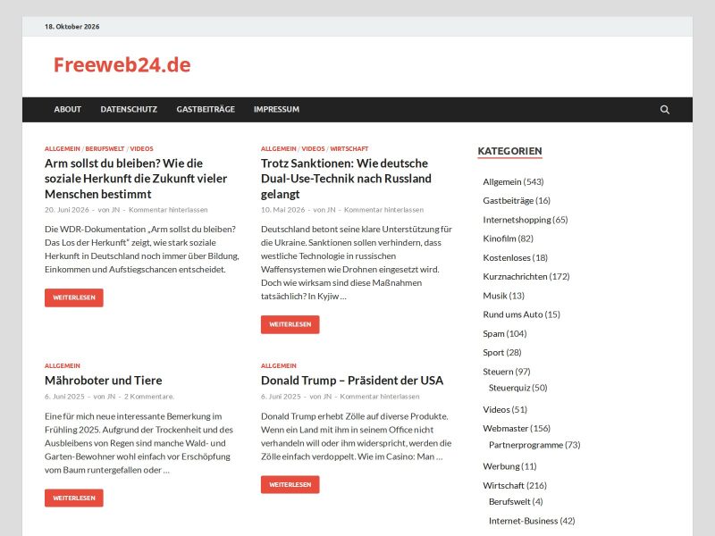 Screenshot von Freeweb24