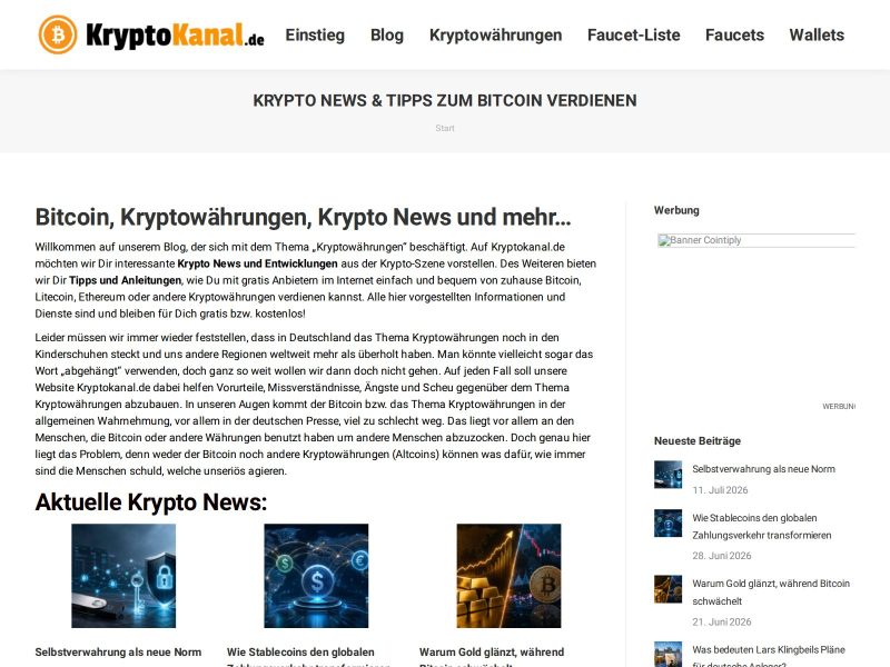 Screenshot von Kryptokanal.de