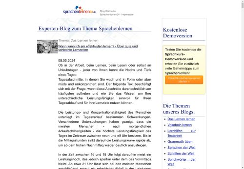 Screenshot Sprachenlernen24-Blog