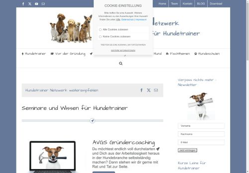 Screenshot Tier-Blog der Fachschulen für Mensch & Hund und C