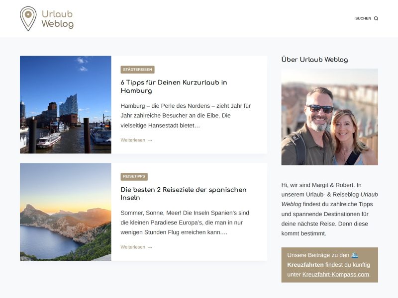 Screenshot von Urlaub Weblog