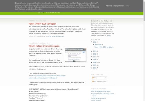 Screenshot weblin-Blog: 3D-Chat, Avatare, Messenger und Socia